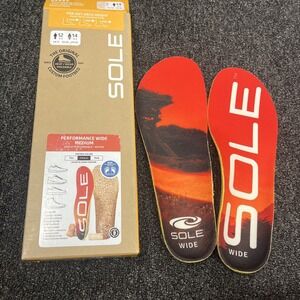 SOLE Performance Wide Medium Arch Support Insoles Mens Sz 12 | Womens Sz 14